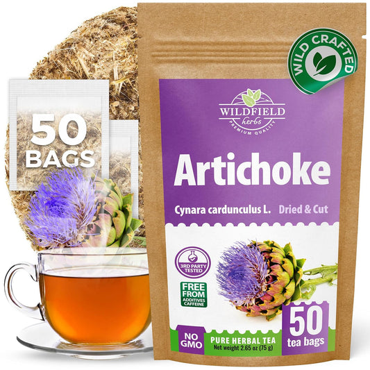 50 Bags Alcachofa Artichoke Leaf Dried Artichokes Blend Herb Tea (Cynara Cardunculus) - 50 Count 1.5g Tea Bags Herbal Hojas De Alcachofa Seca