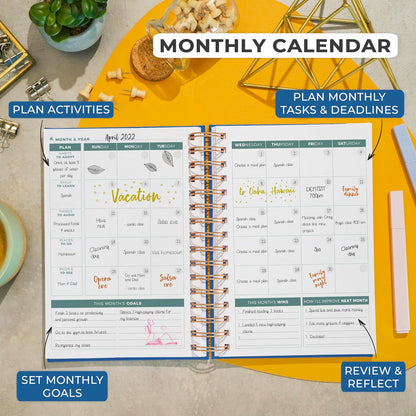 Clever Fox Planner 2nd Edition – Colorful Weekly & Monthly Goal Planner, Time Management & Productivity Organizer, Undated, A5 (Dark Teal)