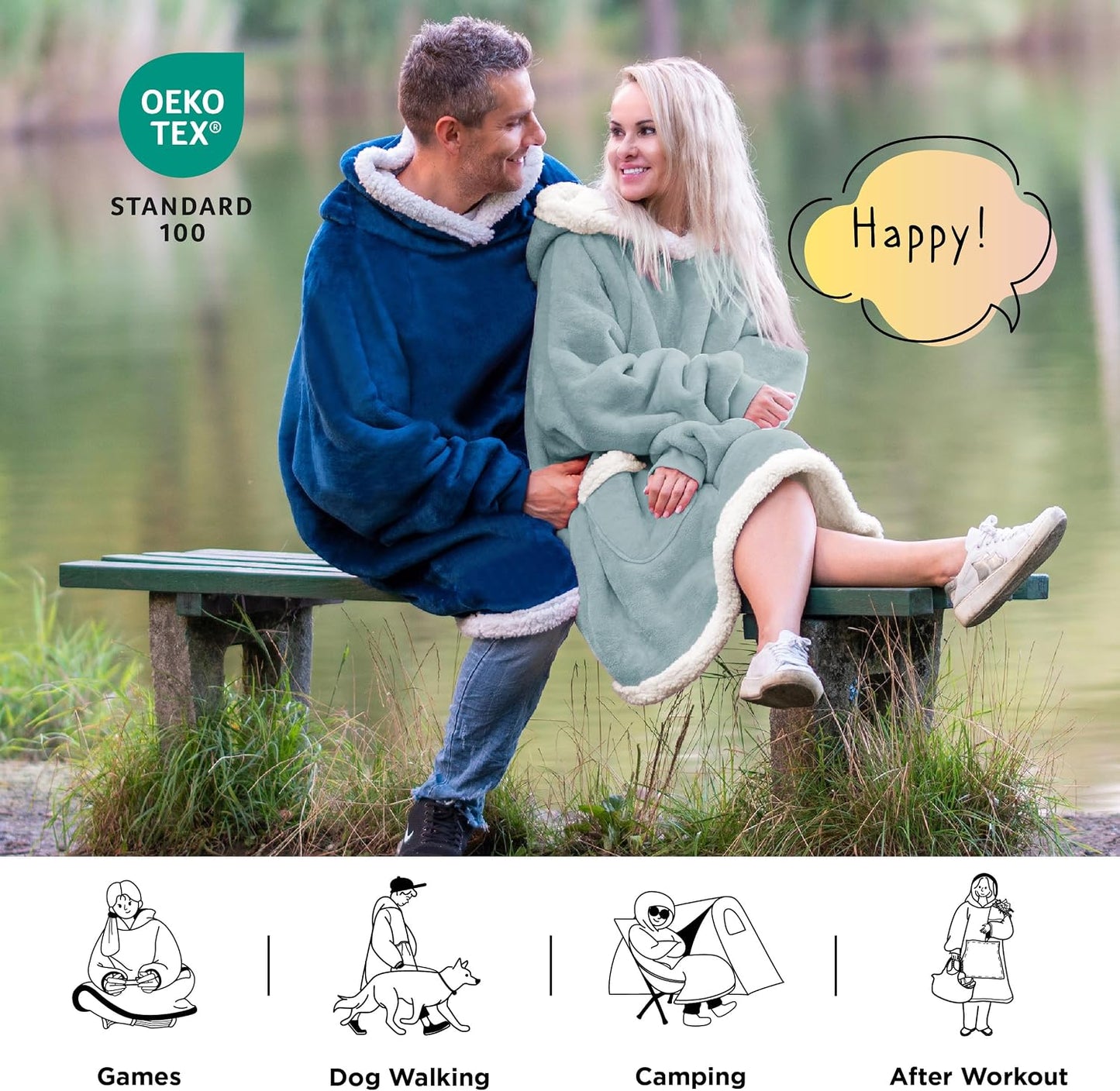 Bedsure Blanket Hoodie, Wearable Blanket Hoodie as Gifts for Mom, Birthday Gifts for Women Kids Teens Mother's Day Sherpa Sweatshirt, Grey, Standard