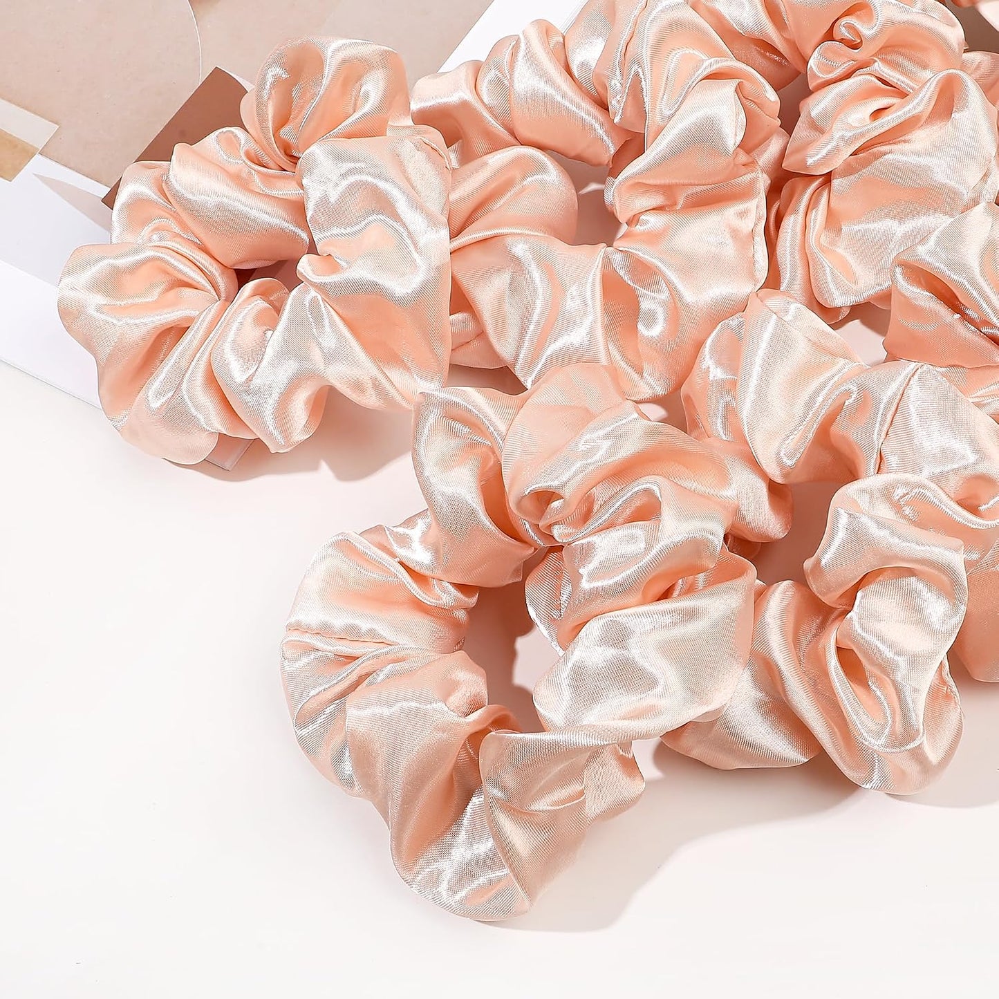 16 Pcs Scrunchies for Women - Black Satin Silk Scrunchies for Girls Hair Ties Elastics Bands Ponytail Holder Hair Accessories