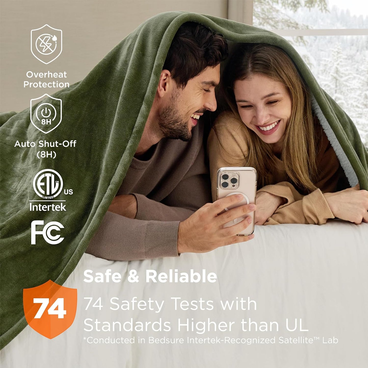 Bedsure Heated Blanket Throw Blanket with Preheat Function - Fast Heating Electric Blanket, Soft Flannel Throw with 6 Time Settings(Up to 10H), 6 Heating Settings, Gifts for Grandma (50"x60", Cream)