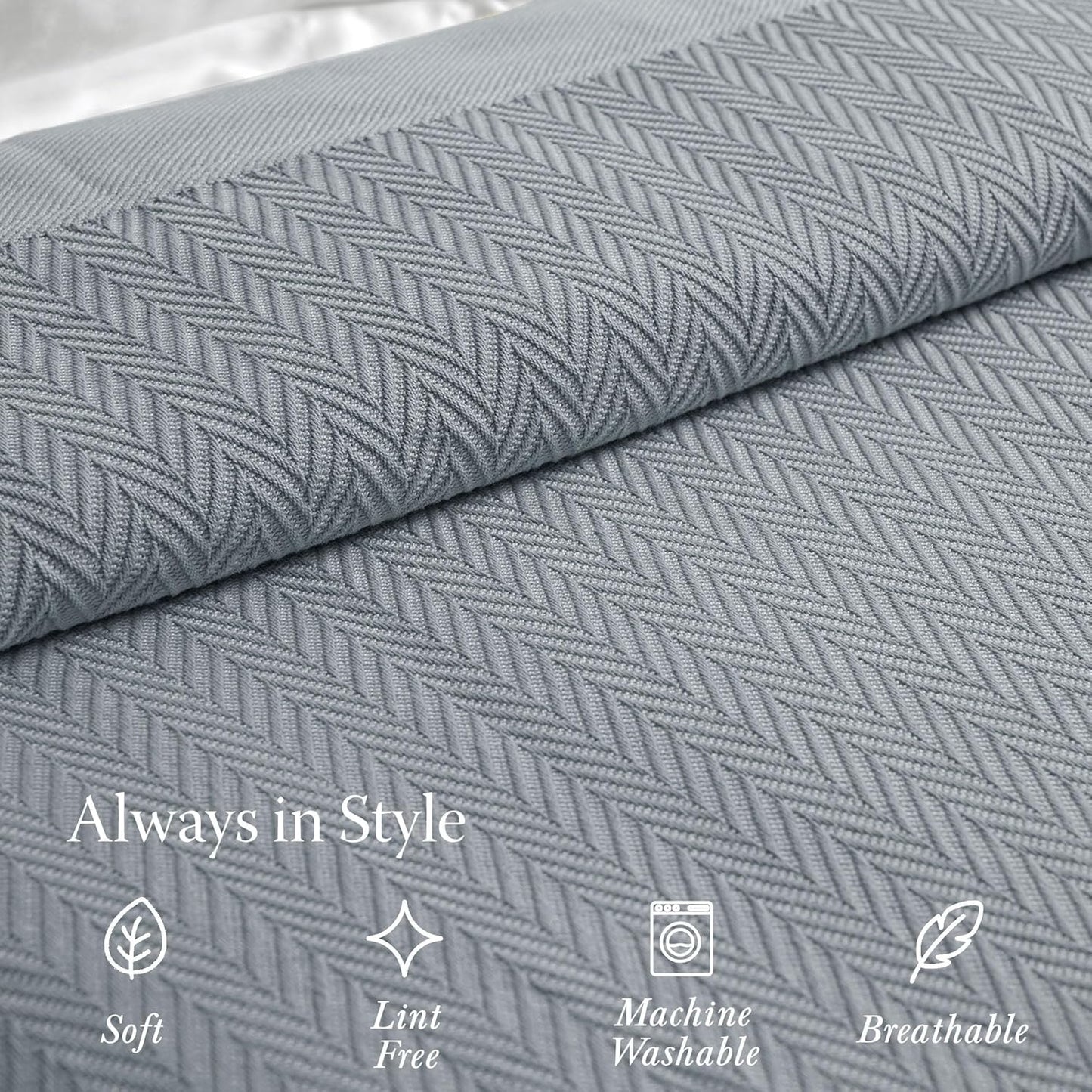 Threadmill Travel Blanket Cotton Viscose from Bamboo - Airplane Premium Soft Flight Grey Throw Blanket in Cloth Bag (Grey Color) Compact & Portable Blanket for Travel, Car, Picnic & Camping