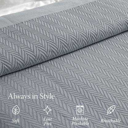 Threadmill Travel Blanket Cotton Viscose from Bamboo - Airplane Premium Soft Flight Grey Throw Blanket in Cloth Bag (Grey Color) Compact & Portable Blanket for Travel, Car, Picnic & Camping
