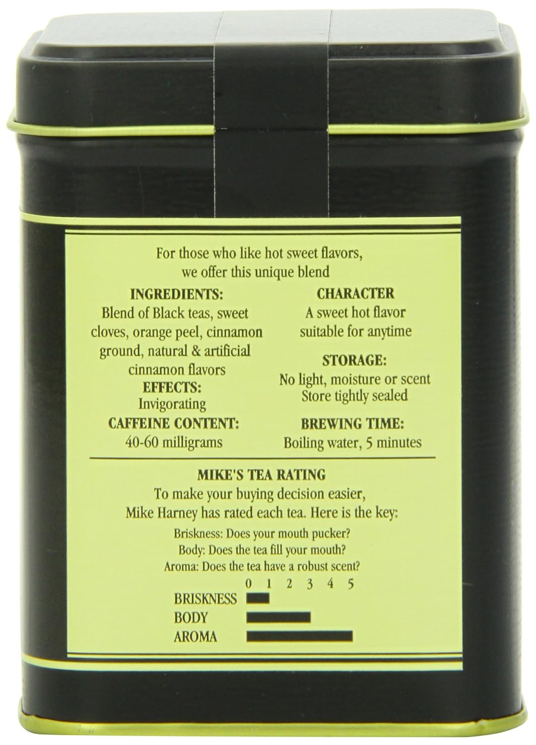 Harney & Sons Hot Cinnamon Spice, Loose Leaf Black tea, 4 Ounce tin