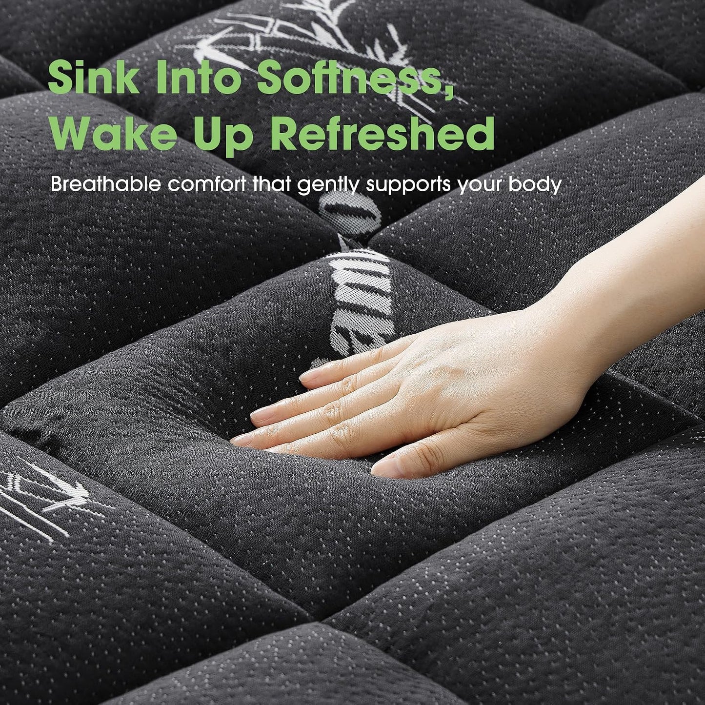 Mattress Pad Queen Size, Cooling Pillow Top Mattress Topper, Ultra Soft Viscose Made from Bamboo, Breathable for Hot Sleepers, Deep Pocket 8"-20", Green