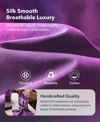 MUSICOZY Sleep Headphones Bluetooth 5.4 Headband, Wireless Earphones Sweat Resistant Earbuds with Ultra-Thin HD Stereo Speaker for Workout Running(Tie-dye Pink)
