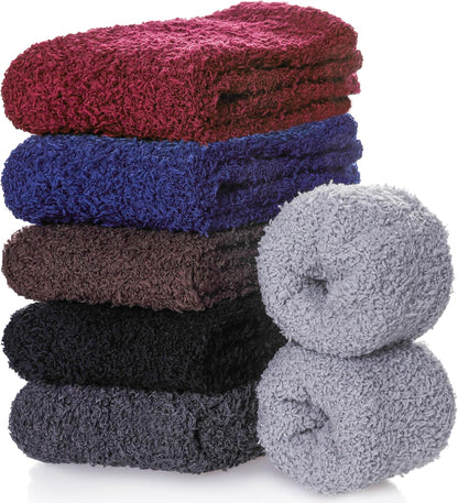 CHOWISH Womens Fuzzy Slipper Socks Super Soft Microfiber Fluffy Cozy Winter Warm Fuzzy Crew Socks