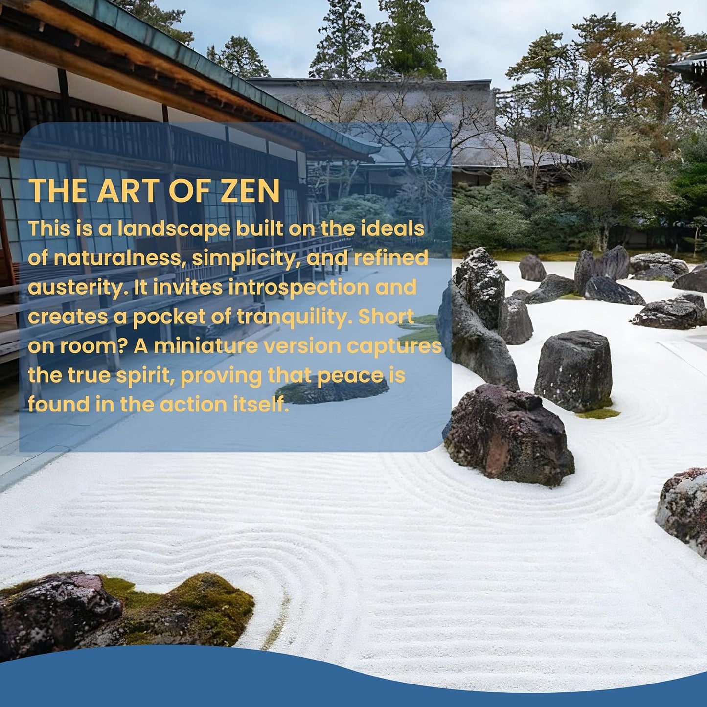 Yeemous Mini Zen Garden Kit for Desk, 12x8 Sand Tray with 16 Accessories