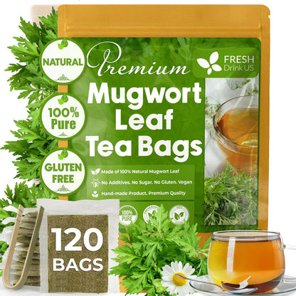 FreshDrinkUS, Premium Mugwort Leaf Tea, 120 Count, Pure, Caffeine Free