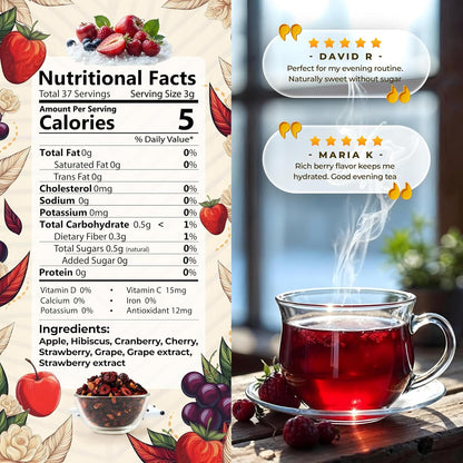 ENZO Tea Master Reserve - Alpine Wildberry (4oz) a Cherry Cranberry Secret Recipe | Mountain-Foraged Wild Berry Hibiscus | Loose Leaf Caffeine Free 37 Servings