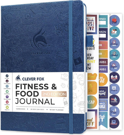 Clever Fox Fitness & Food Journal – Nutrition & Workout Planner for Women & Men – Diet & Gym Exercise Log Book with Calendars, Diet & Training Trackers - Undated, A5 Size, Hardcover (Forest Green)