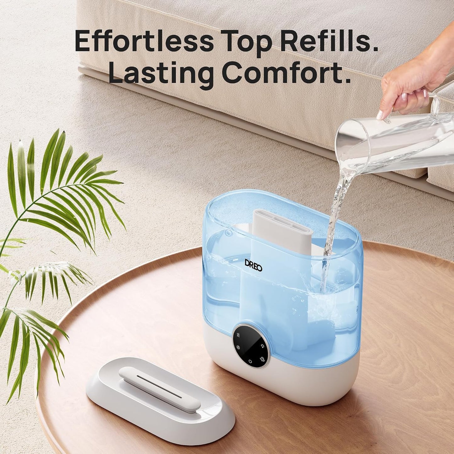 DREO Smart Humidifiers for Bedroom, 6L Top Fill Supersized Cool Mist Humidifier for Large Room, 60 Hour Runtime, Quiet Ultrasonic Humidifier for Plants, Indoor, Home, Night Light, Black