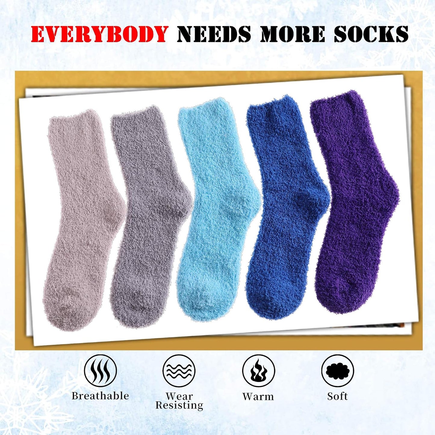 LANLEO 5/6 Pairs Womens Super Soft Fuzzy Plush Warm Winter Home Sleeping Slipper Socks