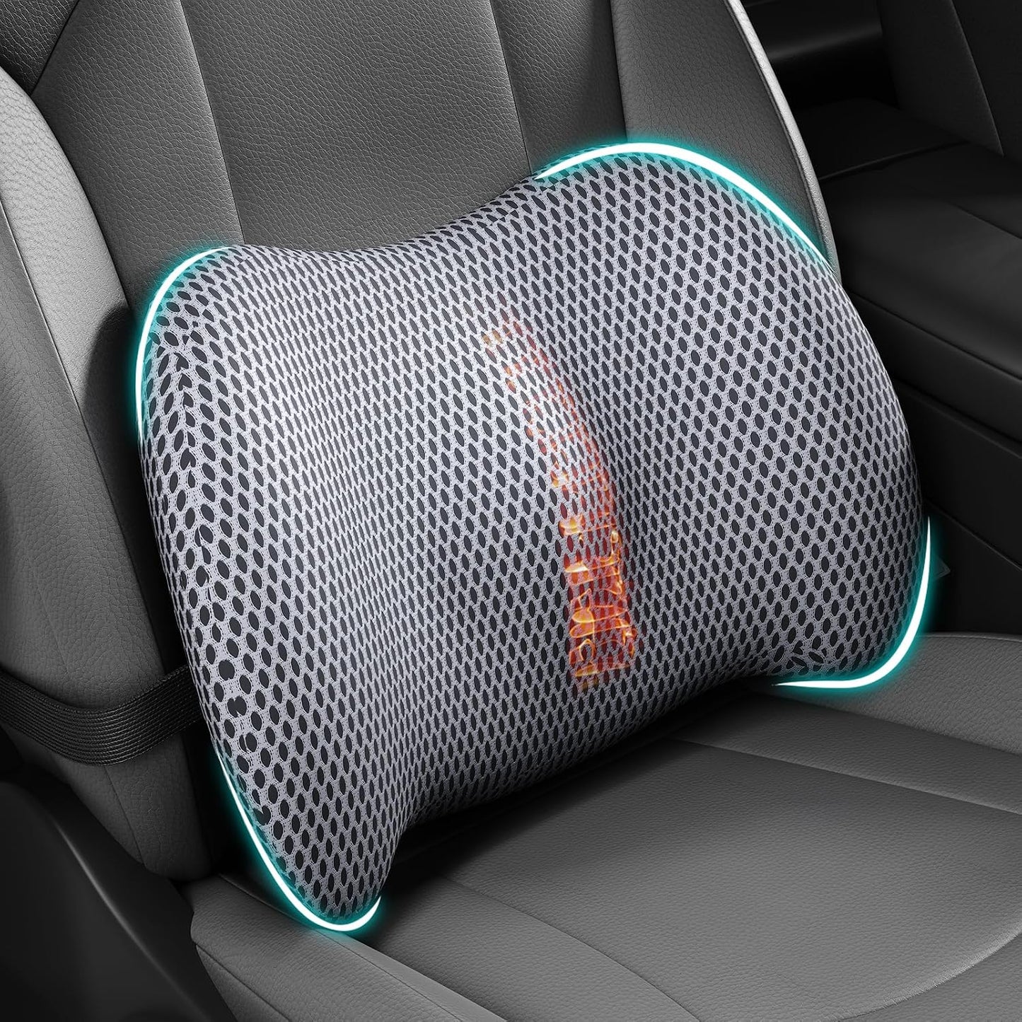 BYMECOST Lumbar Support Pillow for Car, Memory Foam Car Seat Back Support Pillow for Driving, Back Cushion with Strap for Pain Relief, Ergonomic Back Cushion for Office Chair, Wheelchair (Black)