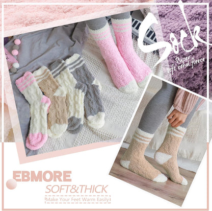 EBMORE Womens Fuzzy Socks Slipper Fluffy Cozy Comfy Cabin Plush Warm Winter Sleep Home Soft Socks