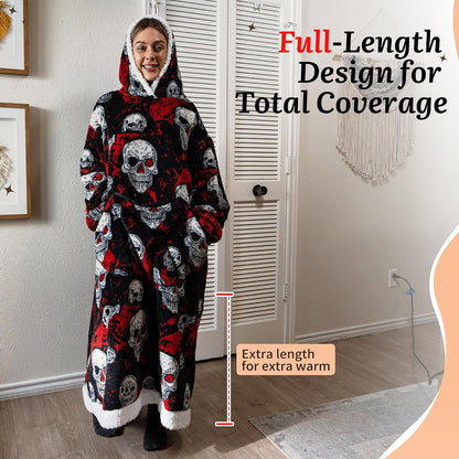 Capecage Blanket Hoodie, Long Hooded Blanket Sweatshirt as Birthday Gifts for Women Men, Long Wearable Blanket for Women Men.