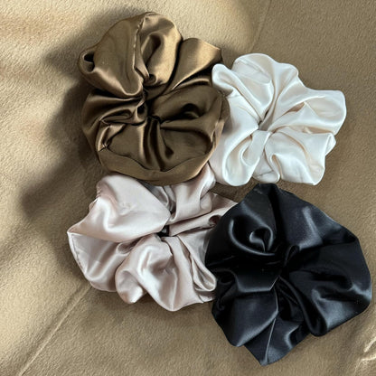 4 Pieces Jumbo Satin Silk Scrunchies for Women 7.2 Inches Large Oversize Scrunchies For Thick Hair Elastic Hair Ties (Pink Mix)