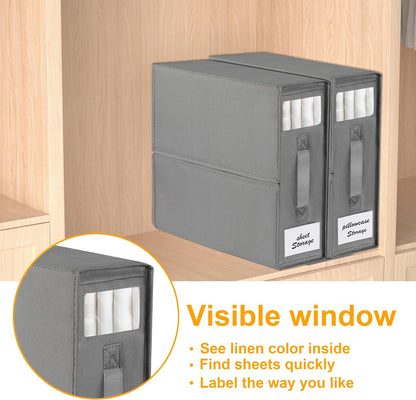 2-Pack Bed Sheet Organizers and Storage, Oxford Grey