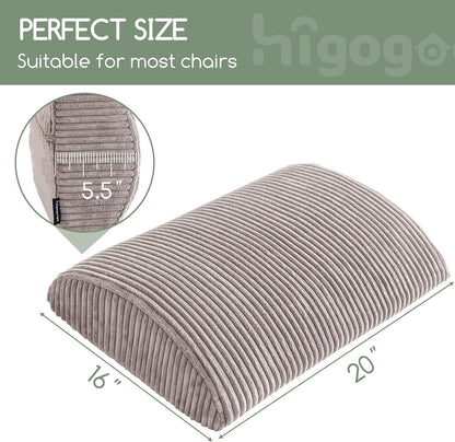 HIGOGOGO Lumbar Support Pillow for Recliner Chair/Accent Chair/Couch, Memory Foam Back Support Cushion for Elderly, Recliner Cushions for Back Rest, Pain Relief, Reading, Washable Cover, Dark Grey