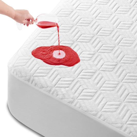 Cozymaker Queen Size 100% Waterproof Mattress Protector, Cooling Mattress Cover Fitted 8-21" Deep Pocket, 3D Air Fabric Soft Breathable Bed Mattress Pad Cover Noiseless Washable