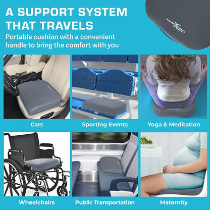 Xtreme Comforts Seat Cushions | Office Chair Cushions for Desk, Car, Wheelchair| Ergonomic Memory Foam Seat Cushion for Support & Comfort | Helps Improve Sitting Posture for Work & Body Relief (1 Pc)