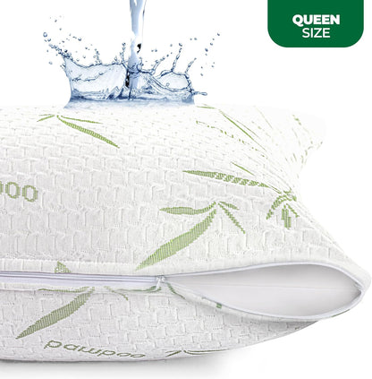 Bamboo Viscose Waterproof Pillow Protectors Queen Size, Pack of 2