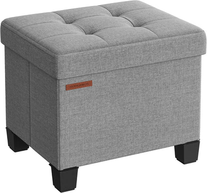 SONGMICS Storage Ottoman, Small Ottoman Foot Rest with Legs, 12.6 x 15.7 x 13.2 Inches Foot Stool, Load up to 660 lb, for Living Room, Bedroom, Dorm, Slate Gray ULSF012G01