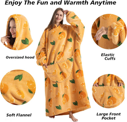Capecage Blanket Hoodie, Long Hooded Blanket Sweatshirt as Birthday Gifts for Women Men, Long Wearable Blanket for Women Men.