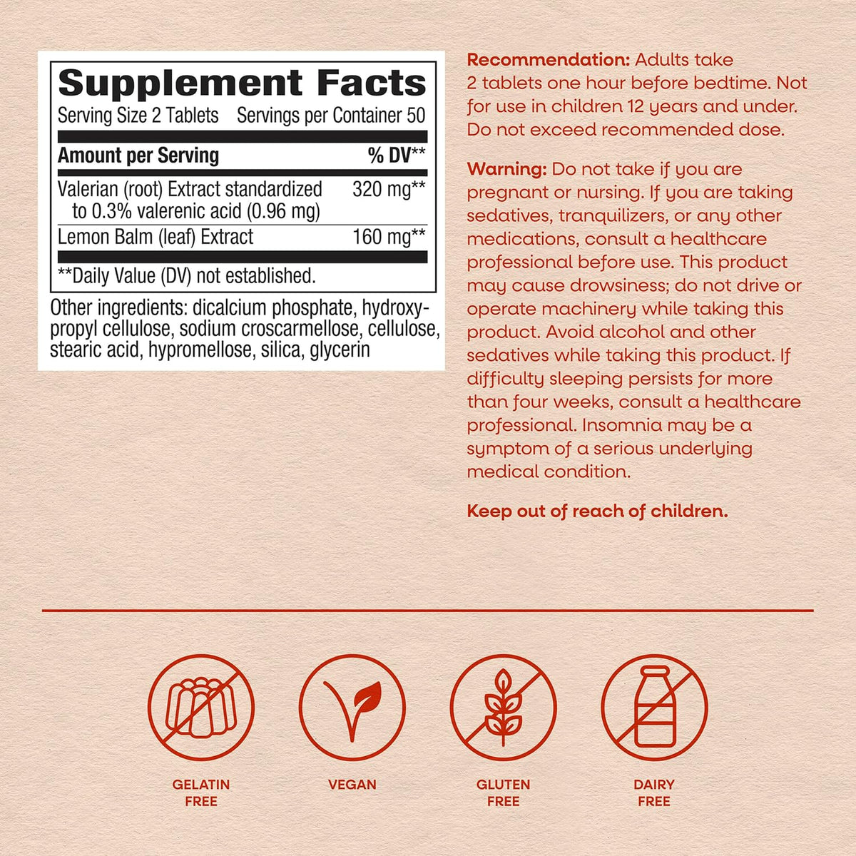 Nature's Way Valerian Nighttime, Valerian Root Sleep Support*, 100 Tablets