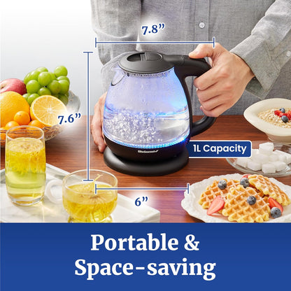 Elite Gourmet EKT3001 1L Digital Water Kettle, 304 Stainless Steel Interior, Programmed Temperatures, Keep Warm Function, Cordless, 360° Base, Auto Off & Audible Indicator, Matte Black