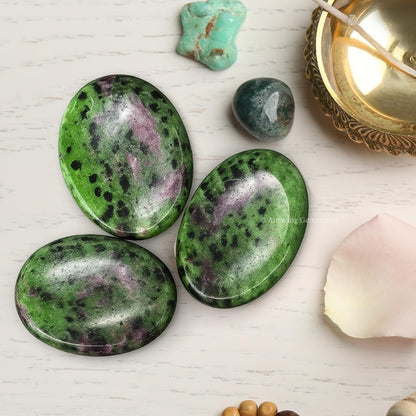 Amazing Gemstone Labradorite Thumb Worry Stone, Anxiety Stone, Healing Crystals - Piedra Crystal Fidget for Gift, Meditation, Calming, Relaxation, Stress Relief - Colors A