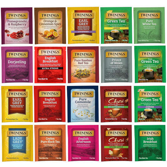Twinings Tea Bag Sampler, Assortment Variety Pack (20 Count), 20 Unique Flavours for Tea Lovers: Women, Men, Couples, Family, Friends, Coworkers