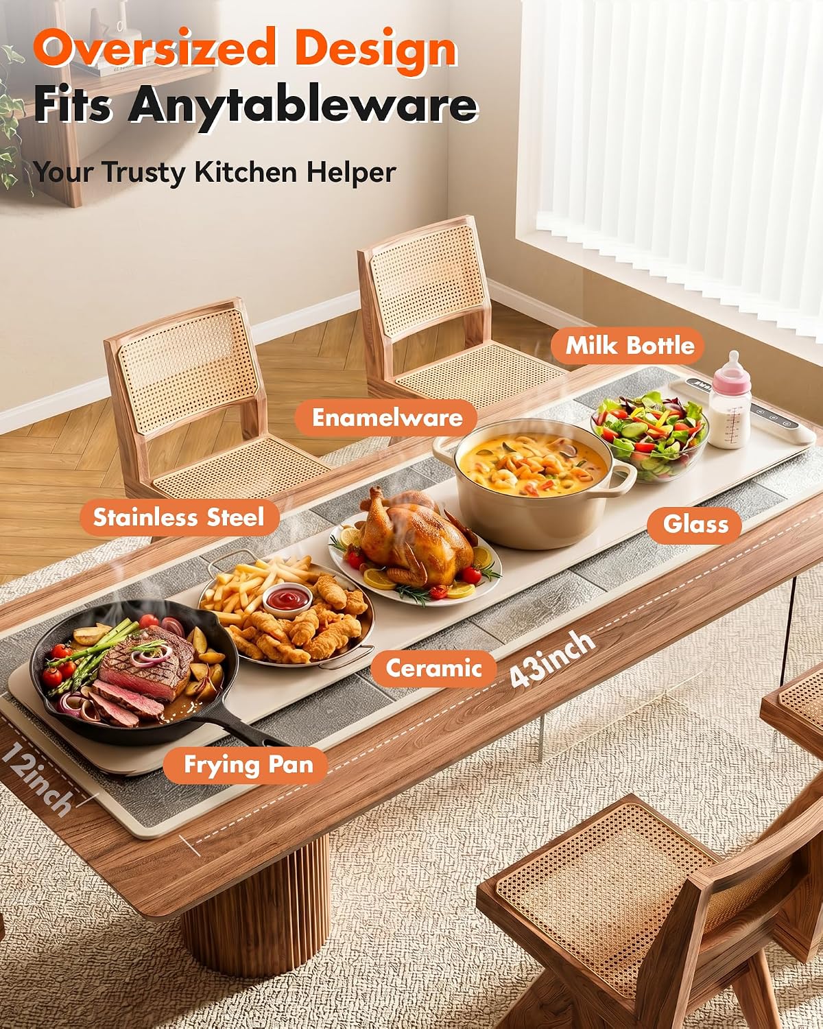 Warming Mat For Food Extra Large 36"x16" 580W Food Warming Mat With Heat Resistant Pad,Chafing Dishes for Buffet 6 Temp 6 Hour,Roll Up Food Warmers for Parties Buffet for Catering Gatherings