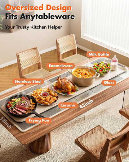 Warming Mat For Food Extra Large 36"x16" 580W Food Warming Mat With Heat Resistant Pad,Chafing Dishes for Buffet 6 Temp 6 Hour,Roll Up Food Warmers for Parties Buffet for Catering Gatherings