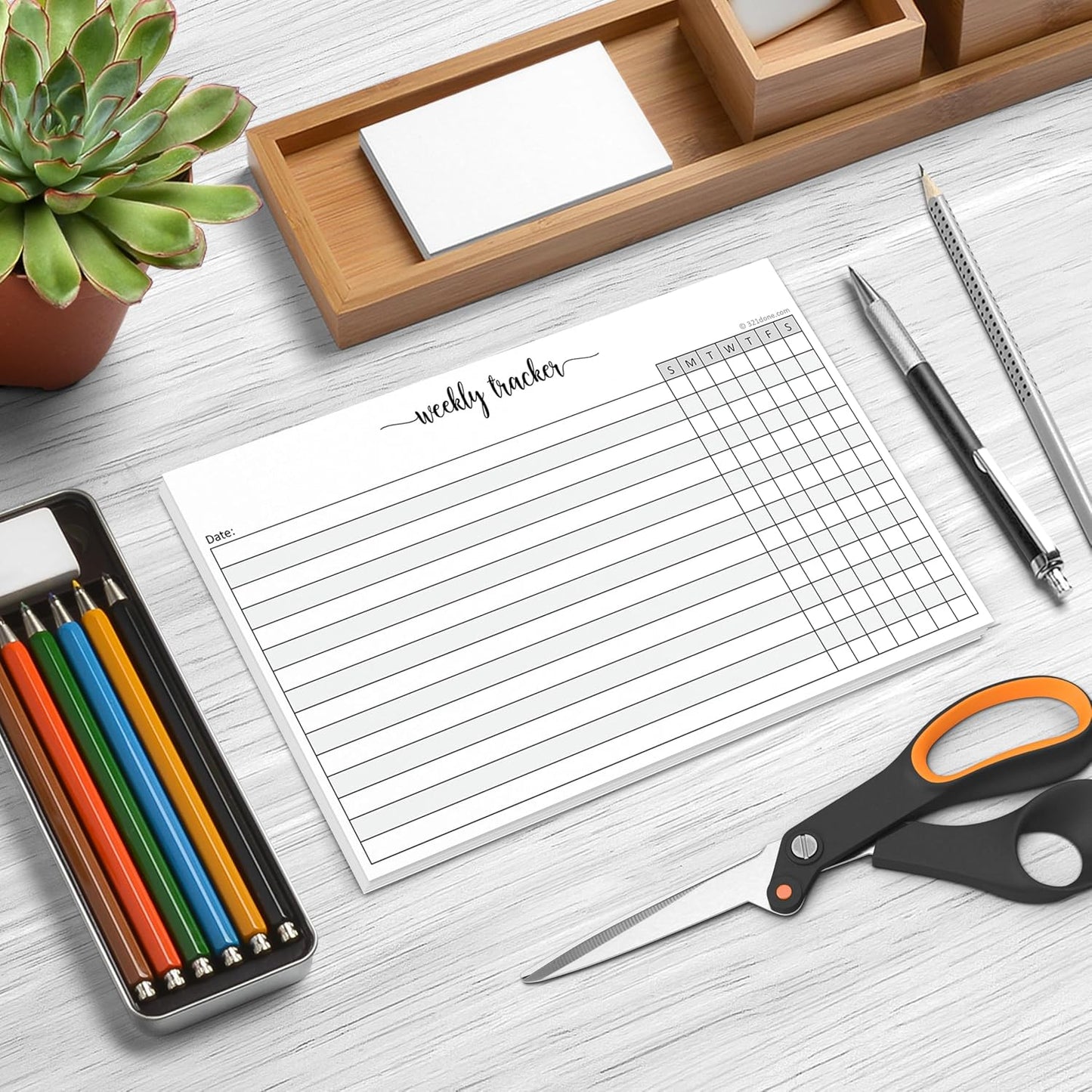321Done Weekly Tracker Notepad, Sunday Start - 5.5x8.5 Habit Tracking Days of Week Notebook for Planning, Organizing, Schedule, 50 Pages - Made in USA