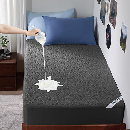 BEDLORE Waterproof Mattress Protector, King Size Mattress Pad with Deep Pocket 6"-18" Depth, Soft Noiseless Dirt-Proof Bed Mattress Cover Washable for Home, Bedroom, Hotel (Gray)