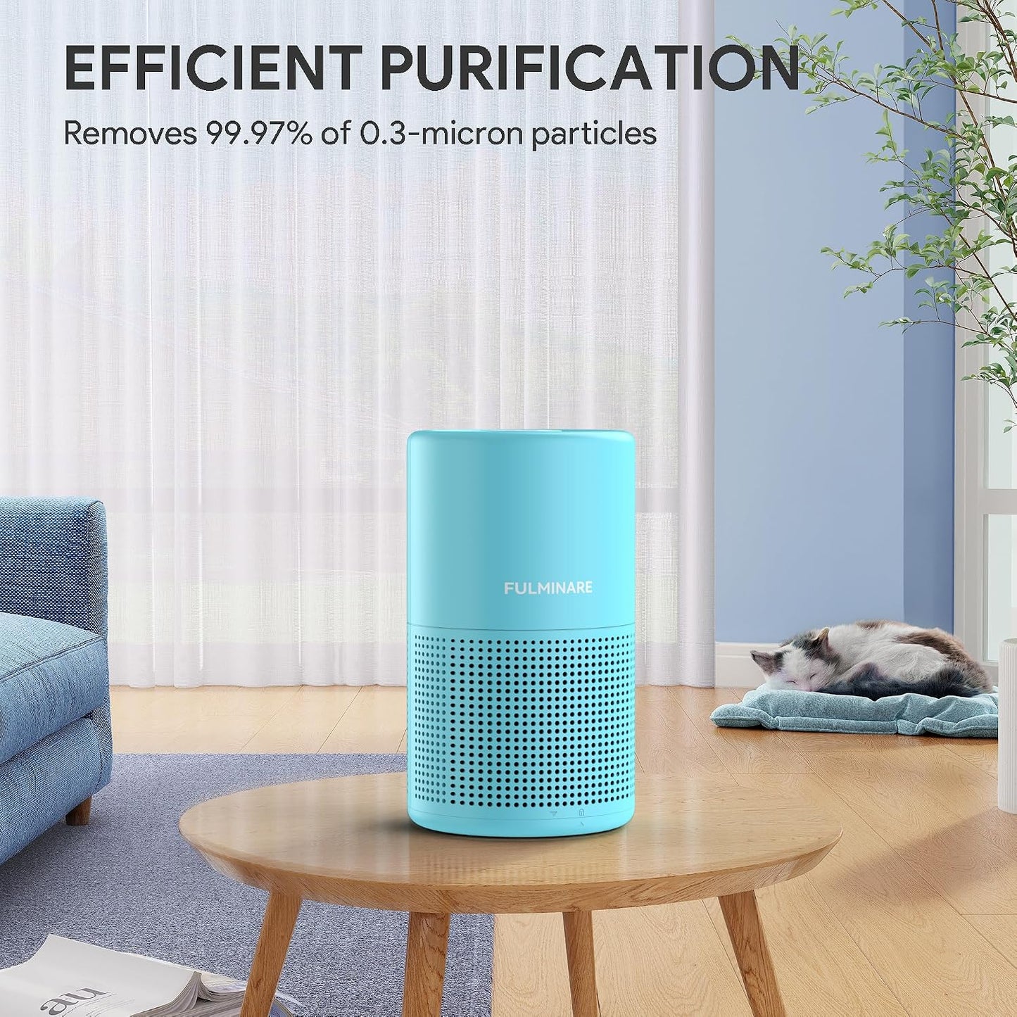 FULMINARE Air Purifiers for Home Bedroom H13 HEPA Air Purifier, 3 Speeds, Timer, 24dB, Small Mini Air Purifier with Night Light, Sage Green