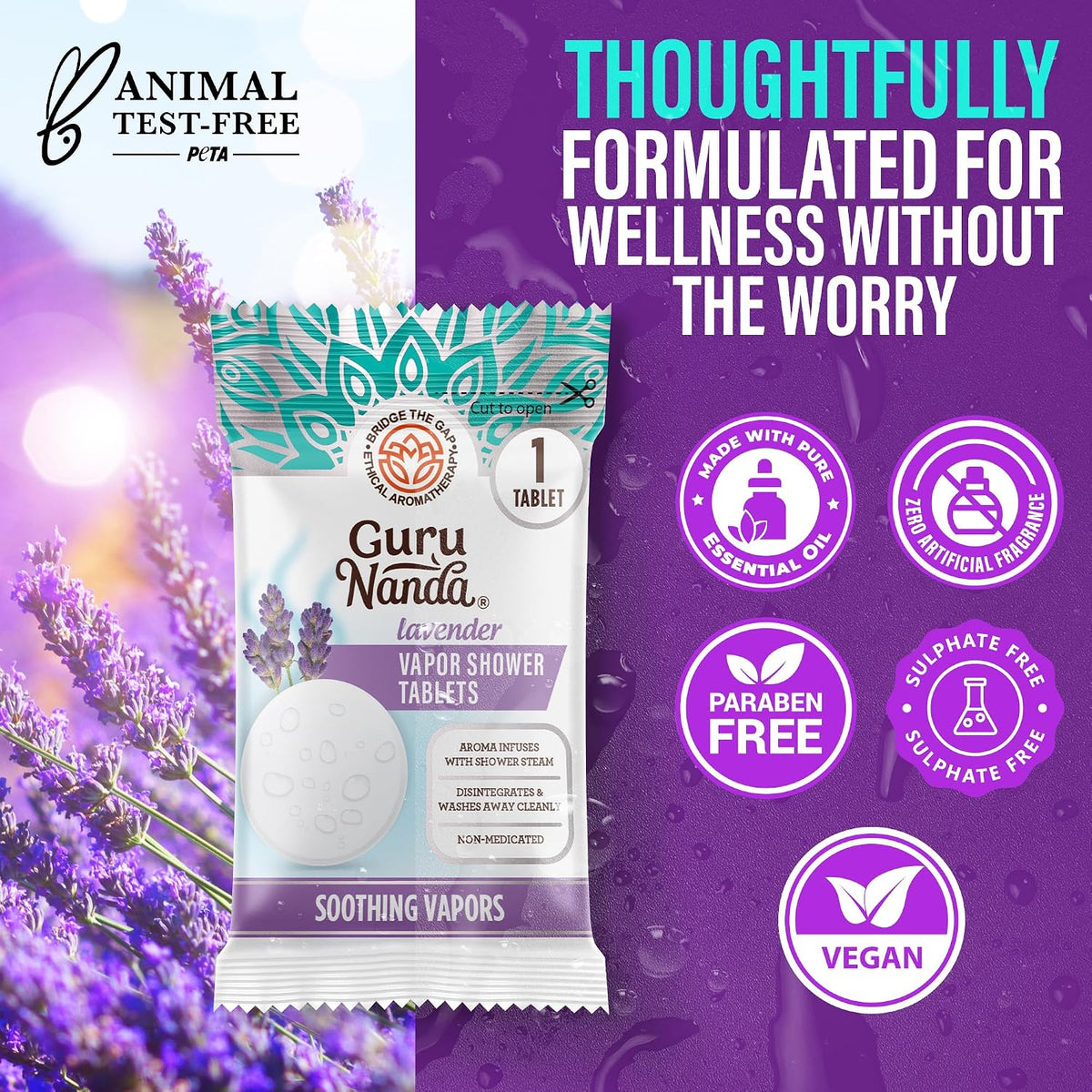 GuruNanda Lavender Vapor Shower Tablets, 15 ct