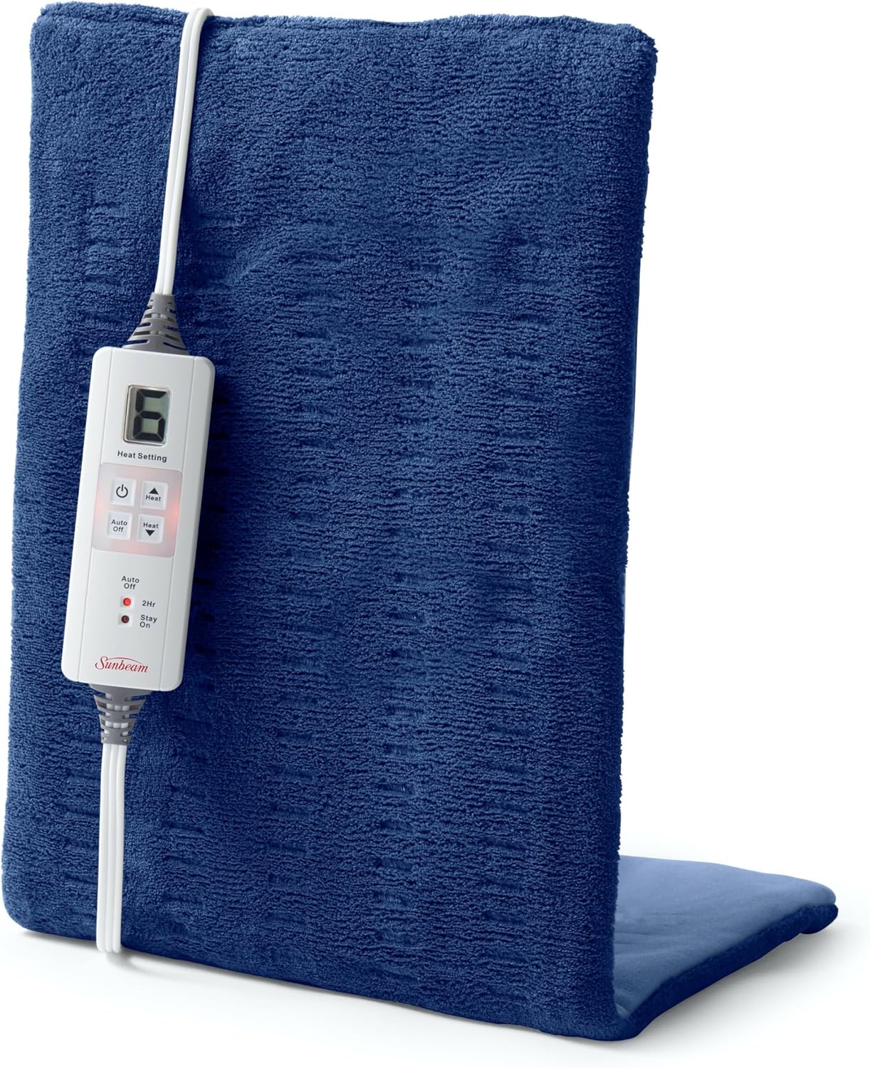 Sunbeam XL Back Neck and Shoulder Heat Therapy 12 x 24 with Auto Shut Off 6 Settings Machine-Washable Comfortable Microplush Fabric - Burgundy