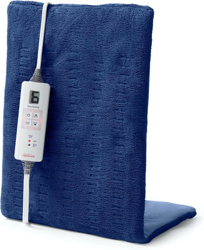 Sunbeam XL Back Neck and Shoulder Heat Therapy 12 x 24 with Auto Shut Off 6 Settings Machine-Washable Comfortable Microplush Fabric - Burgundy