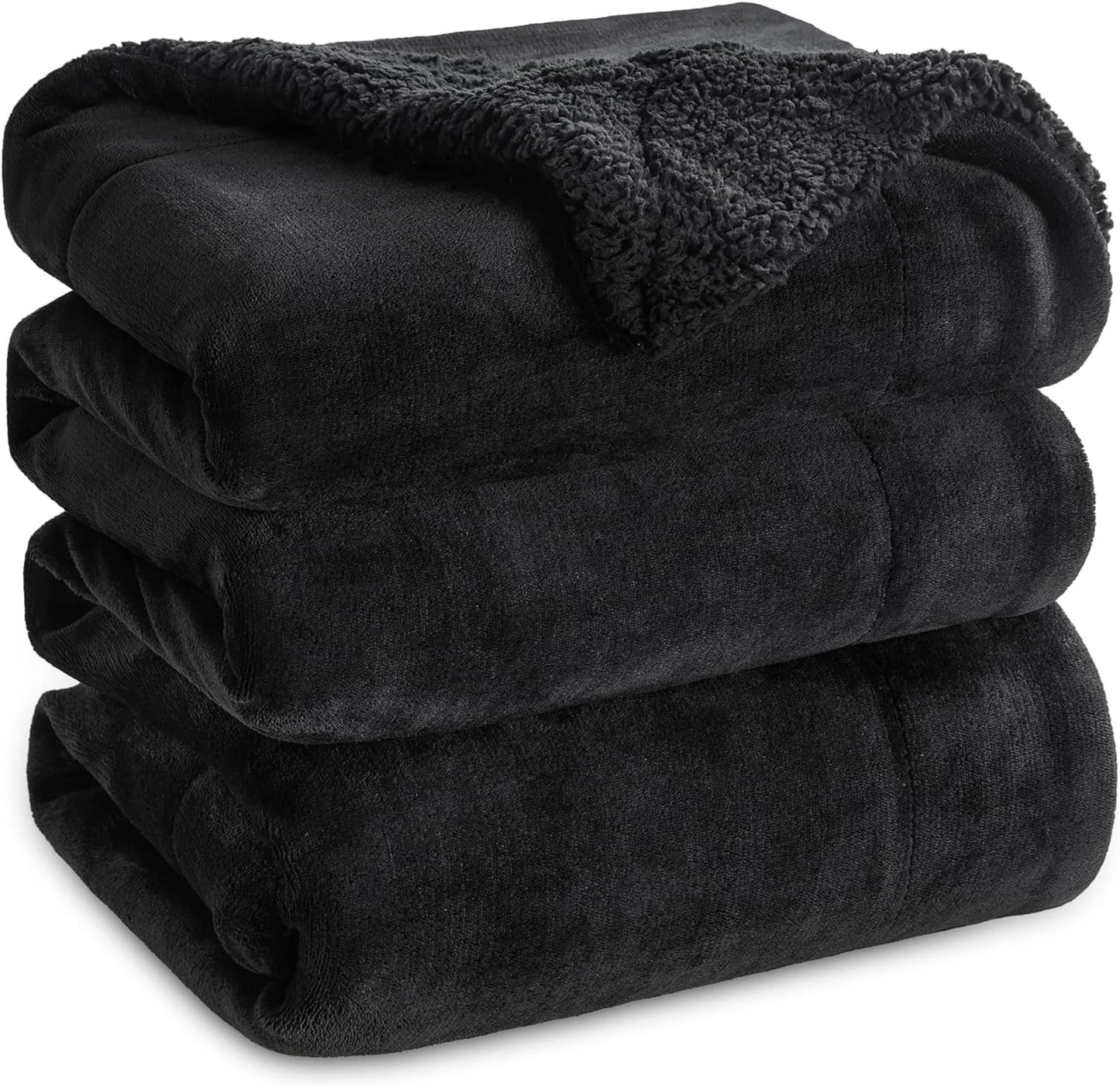 Bedsure GentleSoft Sherpa Fleece Throw Blanket for Couch, Non-Heated, Thick & Warm Cozy Blanket for Winter, Soft Fuzzy Plush Throw Gifts for Women and Men, Grey, 50x60 Inches