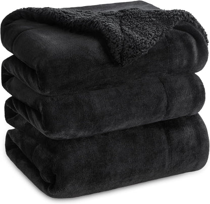 Bedsure GentleSoft Sherpa Fleece Throw Blanket for Couch, Non-Heated, Thick & Warm Cozy Blanket for Winter, Soft Fuzzy Plush Throw Gifts for Women and Men, Grey, 50x60 Inches