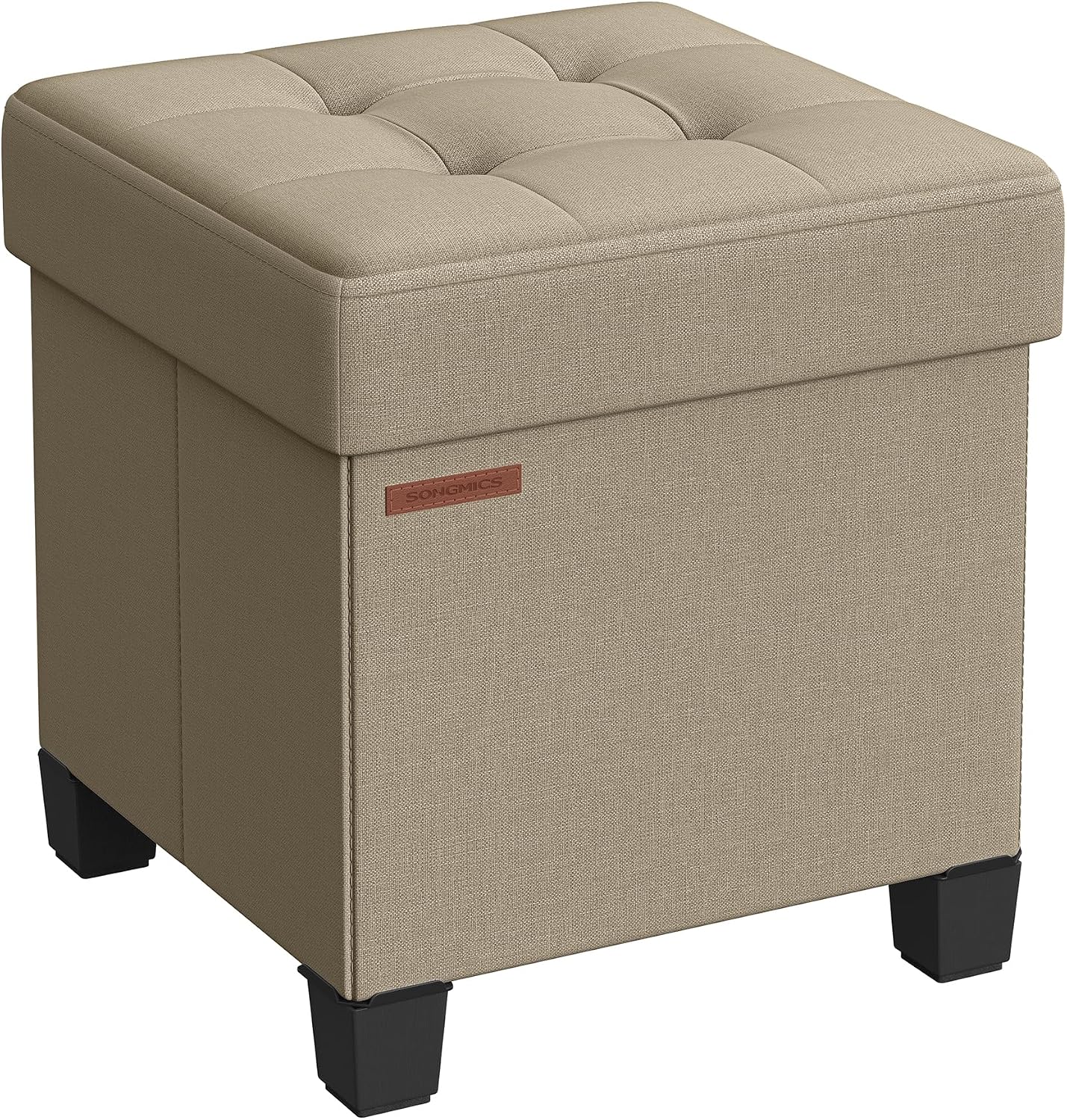 SONGMICS Storage Ottoman, Small Ottoman Foot Rest with Legs, 12.6 x 15.7 x 13.2 Inches Foot Stool, Load up to 660 lb, for Living Room, Bedroom, Dorm, Slate Gray ULSF012G01