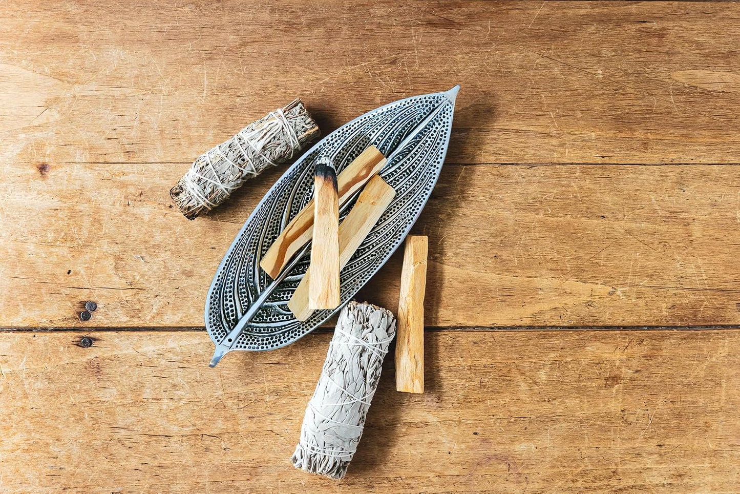 Triloka Large Recycled Aluminum Leaf Incense Holder