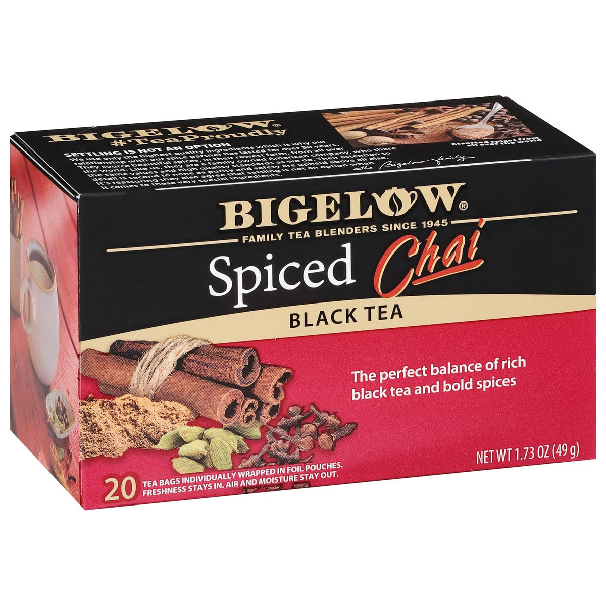 Bigelow Tea Spiced Chai Black Tea, 20 Count (Pack of 6)