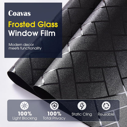 Coavas One Way Privacy Window Film, Heat Control Window Tint for Home, Sun Blocking Reflective Window Film See Out Not in, Anti UV Static Cling for Windows Office Door (Black, 17.5 Inch X 6.5 Feet)