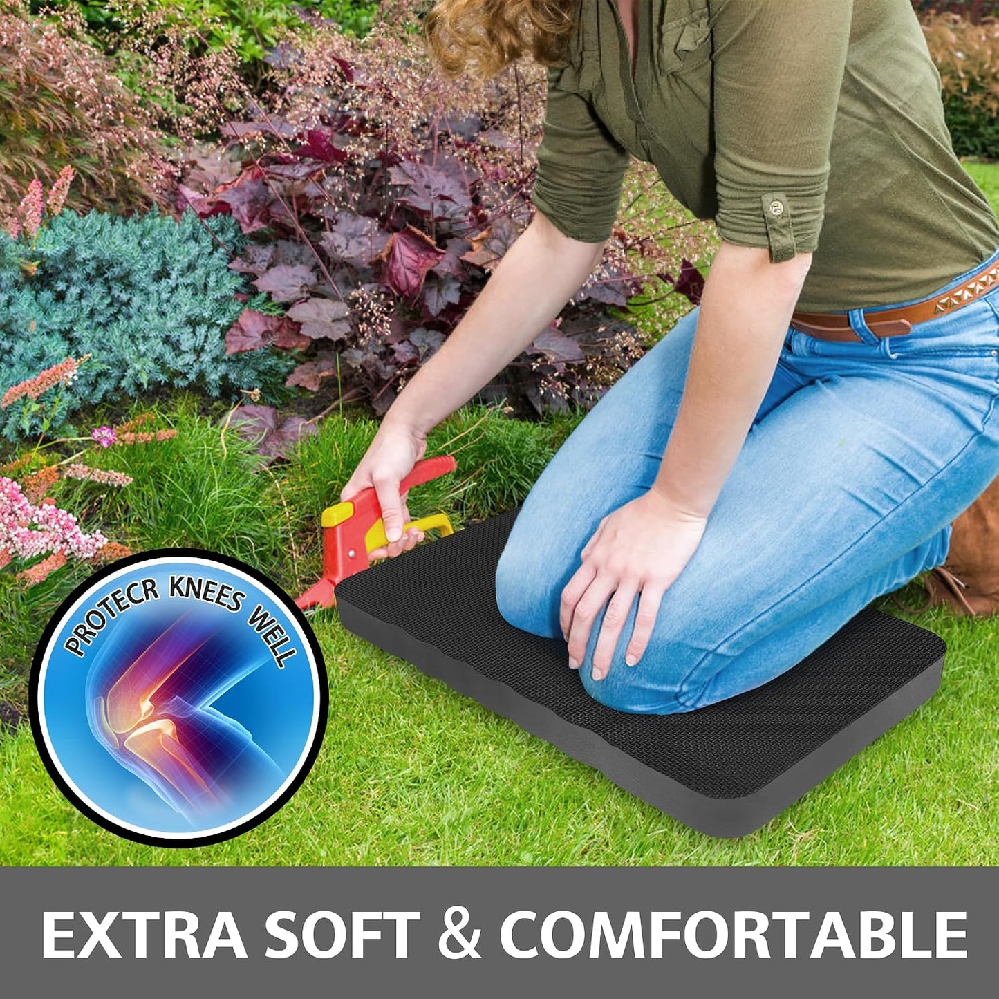 HOOPLE Extra Thick Kneeling Pad, Soft Foam Kneeling Cushion, Waterproof Gardening Knee Pads, Lightweight Knee Mat for Bathing, Workout Supplies, Exercise Yoga, Garden Work Gifts 17.5 x 11x 1 in, Blue