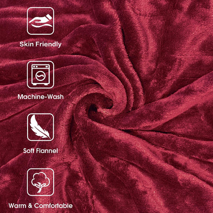 Tefici Electric Heated Blanket Throw, Super Cozy Soft 2-Layer Flannel 50" x 60" Heated Throw with 3 Heating Levels & 4 Hours Auto Off, Machine Washable, ETL&FCC Certified, Home Office Use, Red