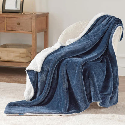 Bedsure GentleSoft Sherpa Fleece Throw Blanket for Couch, Non-Heated, Thick & Warm Cozy Blanket for Winter, Soft Fuzzy Plush Throw Gifts for Women and Men, Grey, 50x60 Inches