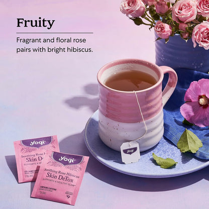Yogi Soothing Rose Hibiscus Skin DeTox Tea, 16 Tea Bags (4 Pack)
